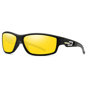 Techsuit Bike Glasses (201910), for Cycling and Sport Outdoor Activities, Polarized, Rectangular, Unisex, Negru / Yellow
