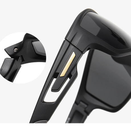 Techsuit Bike Glasses (201910), for Cycling and Sport Outdoor Activities, Polarized, Rectangular, Unisex, Negru / Yellow
