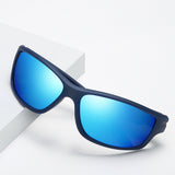 Techsuit Bike Glasses (201910), for Cycling and Sport Outdoor Activities, Polarized, Rectangular, Unisex, Albastru