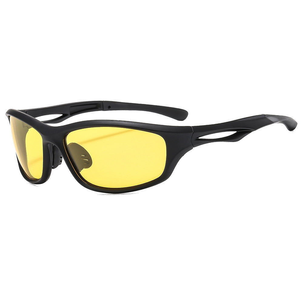 Techsuit Bike Glasses (9309), for Cycling and Sport Outdoor Activities, Polarized, PC Frame, Unisex, Negru / Yellow