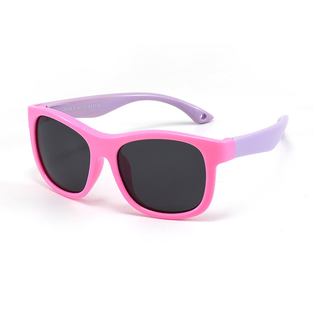 Techsuit Sunglasses Polarised (8306-C42), for Babies, Square Shape, with Strap, Roz / Purple