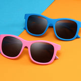 Techsuit Sunglasses Polarised (8306-C14), for Babies, Square Shape, with Strap, Negru / Red