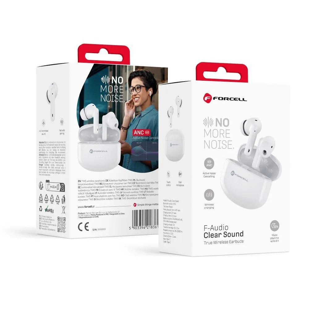 Casti Wireless Forcell F-Audio, TWS, In-Ear, Microfon, alb - NotebookGsm