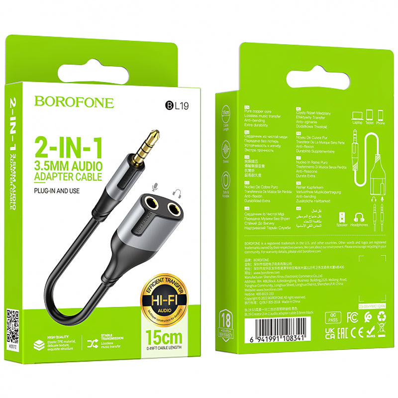 Adaptor Audio 3.5mm - 3.5mm Borofone BL19 Creato