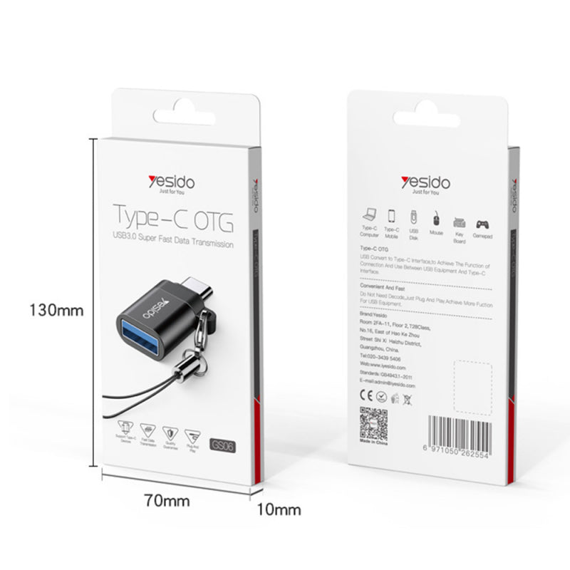 Adaptor OTG USB-C - USB-A Yesido GS06 - Negru - NotebookGsm