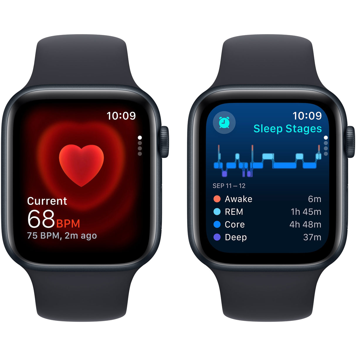 Apple Watch SE (2023), GPS, Midnight Aluminiumtok 44mm, Midnight Sport Band - M/L
