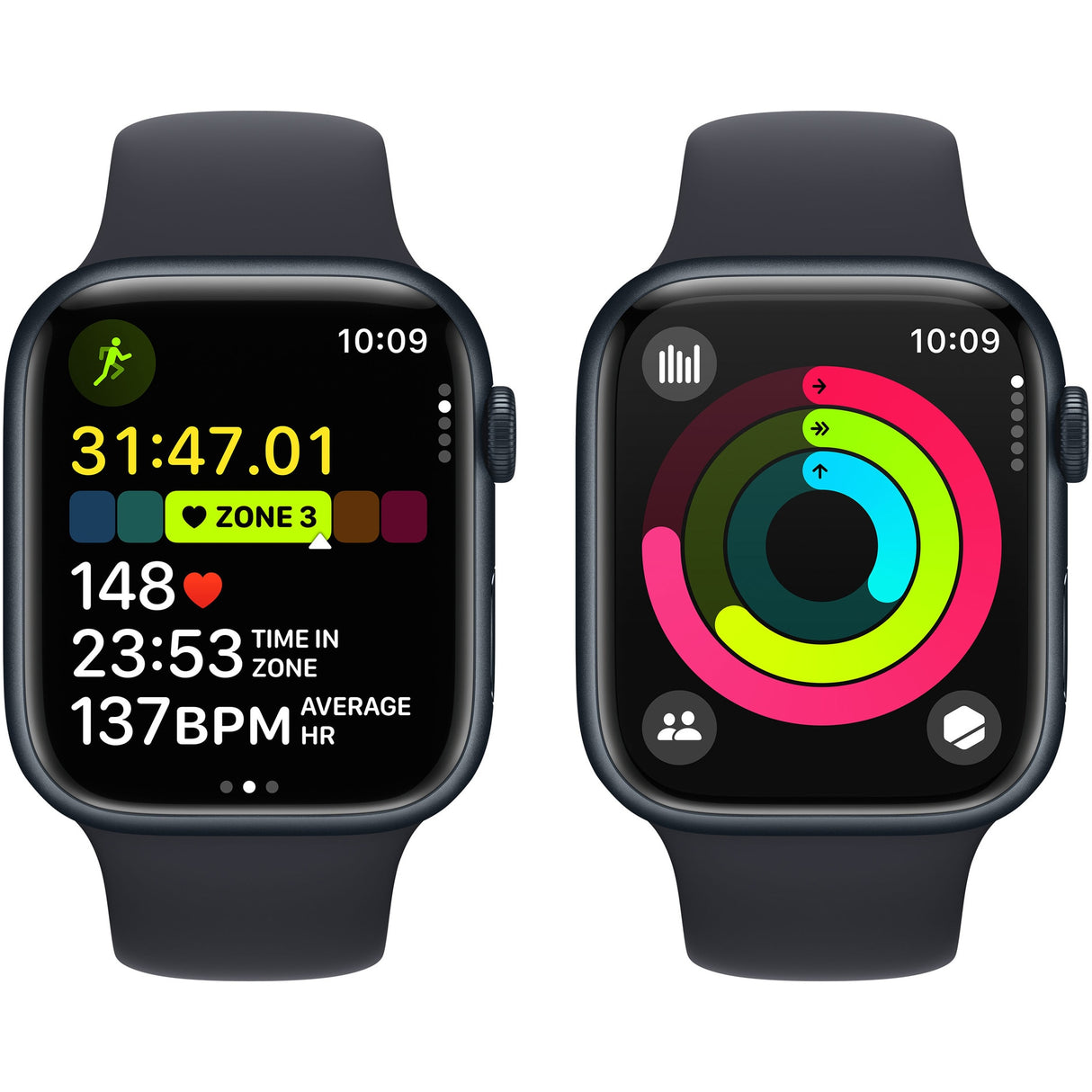 Apple Watch Series 9 GPS, Carcasa Midnight Aluminium 45mm, Midnight Sport Band - M/L - NotebookGsm