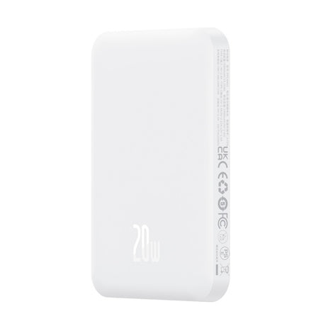 Baterie Externa Baseus Magnetic Mini Air, 5000mAh, 20W, PD + FQI, 1 x USB-C, Alba P10022107223-00