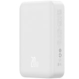 Baterie Externa Wireless Baseus Magnetic Mini, 20000mAh, 20W, PD + FQI, 1 x QI - 1 x USB-C, Alba PPCX150002