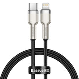 Cablu Date si Incarcare USB-C - Lightning Baseus Cafule Metal Series, 20W, 0.25m, Negru CATLJK-01