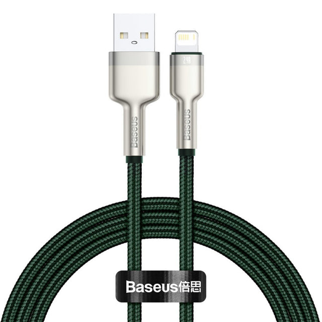 Cablu Date si Incarcare USB-A - Lightning Baseus Cafule Metal Series, 18W, 1m, Verde CALJK-A06