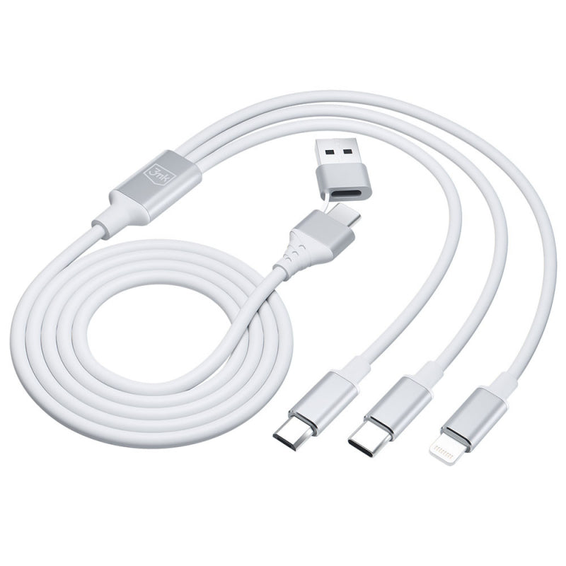 Cablu Incarcare USB-A / USB-C - Lightning / microUSB / USB-C 3MK Hyper, 12W, 1.5m