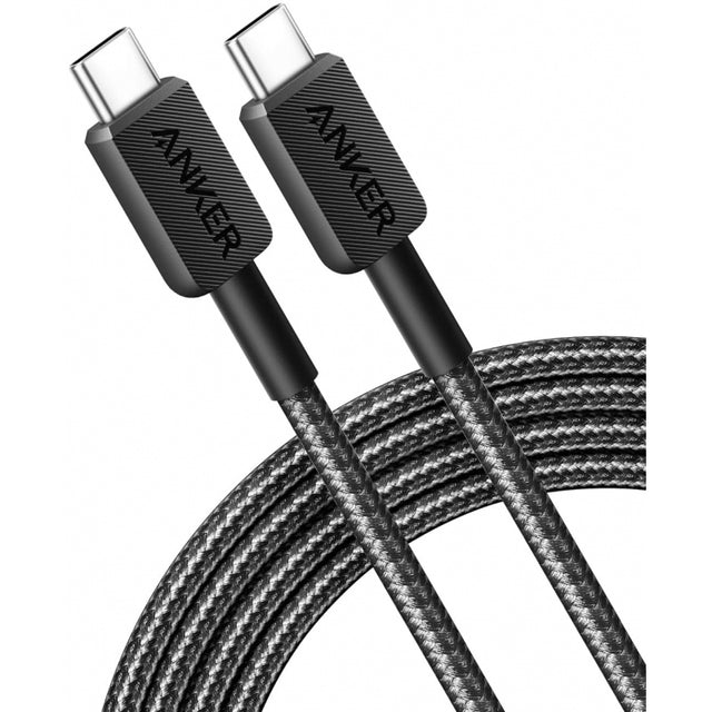 Cablu Date si Incarcare USB-C - USB-C Anker 322, 60W, 1.8m, Negru A81F6G11