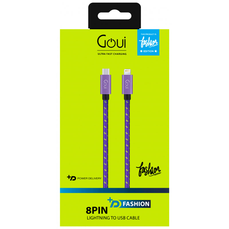 Cablu Date si Incarcare USB-C - Lightning Goui Fashion, 18W, 1m, Mov G-FASHIONC94P