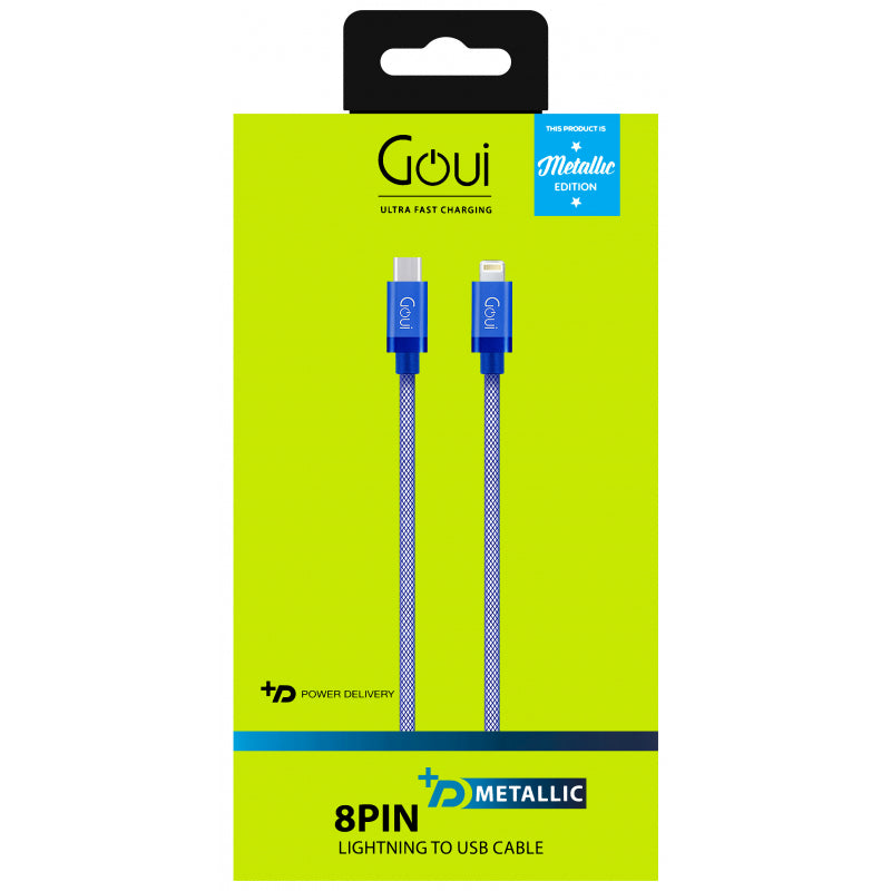 Cablu Date si Incarcare USB-C - Lightning Goui Metallic, 18W, 1m, Albastru G-METALLICC94B