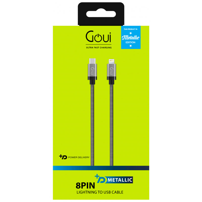 Cablu Date si Incarcare USB-C - Lightning Goui Metallic, 18W, 1m, Gri G-METALLICC94S