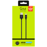 Cablu Date si Incarcare USB-A - Lightning Goui Metallic, 18W, 1m, Negru G-LC8PIN-02BK