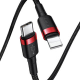 Cablu Date si Incarcare USB-C - Lightning Baseus Cafule, 18W, 1m, Rosu CATLKLF-91