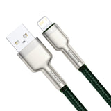 Cablu Date si Incarcare USB-A - Lightning Baseus Cafule Metal Series, 18W, 1m, Verde CALJK-A06