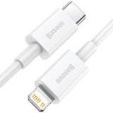 Cablu Date si Incarcare USB-C - Lightning Baseus Superior Series, 20W, 1.5m, Alb CATLYS-B02