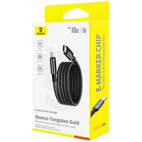 USB-C - USB-C adat- és töltőkábel Baseus Tungsten Gold, 100W, 1m, fekete P10319805111-00