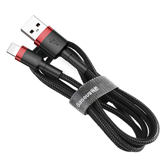 Cablu Date si Incarcare USB-A - Lightning Baseus Cafule, 15W, 2m, Rosu CALKLF-C19