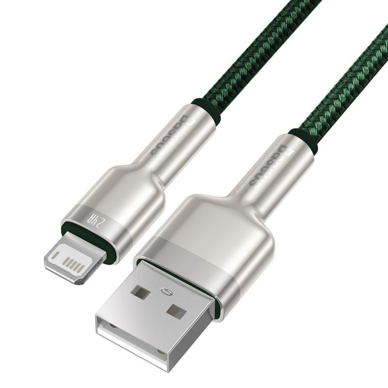 Cablu Date si Incarcare USB-A - Lightning Baseus Cafule Metal Series, 18W, 1m, Verde CALJK-A06