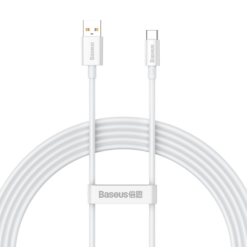 Cablu Date si Incarcare USB-A - USB-C Baseus Superior Series, 100W, 2m, Alb CAYS001402