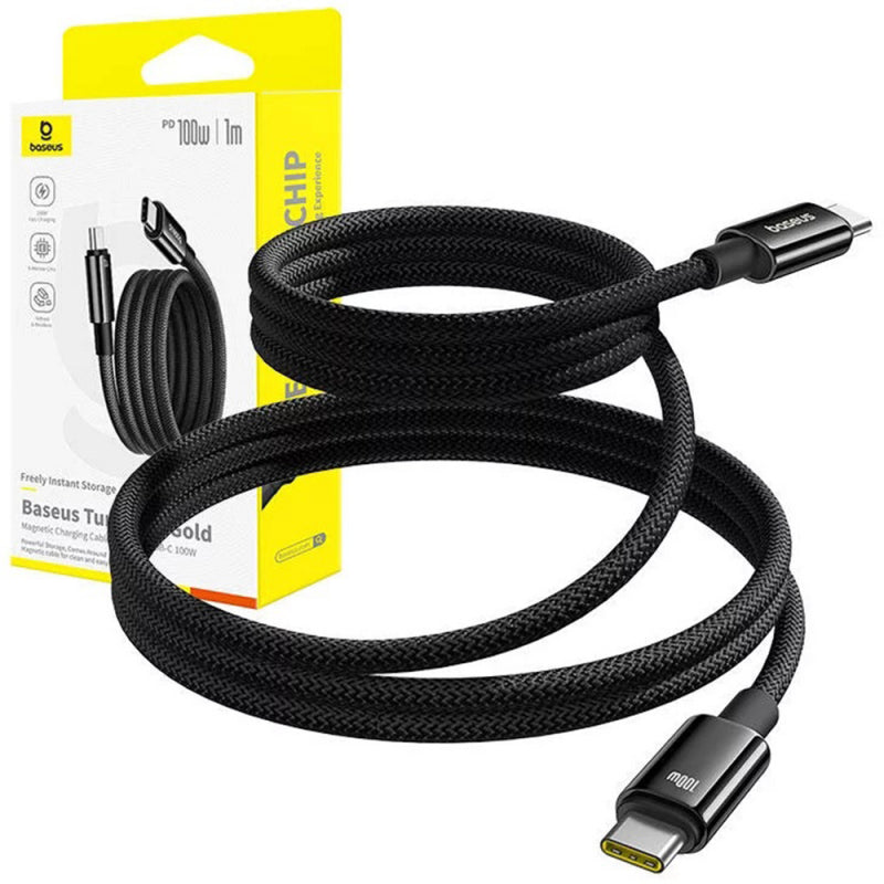 Cablu Date si Incarcare USB-C - USB-C Baseus Tungsten Gold, 100W, 1m, Negru P10319805111-00