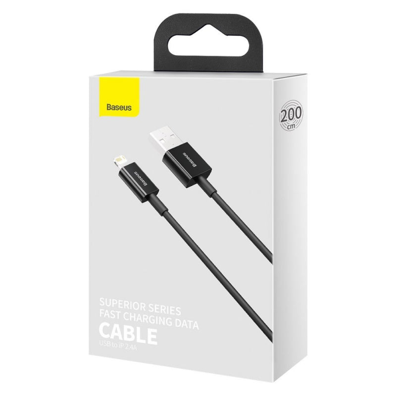 Cablu Date si Incarcare USB-A - Lightning Baseus Superior Series, 20W, 2m, Negru CALYS-C01