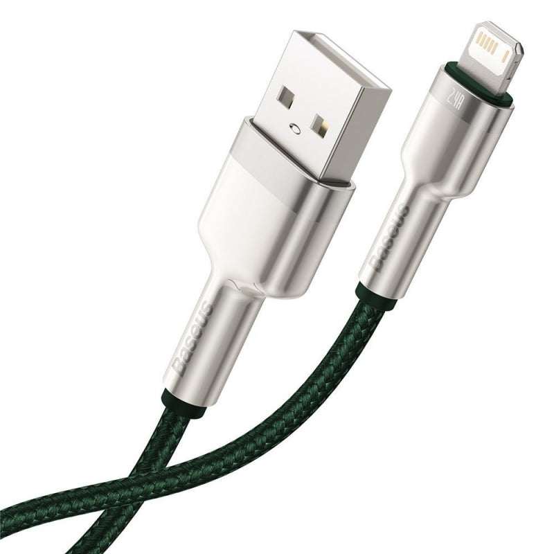 Cablu Date si Incarcare USB-A - Lightning Baseus Cafule Metal Series, 18W, 1m, Verde CALJK-A06