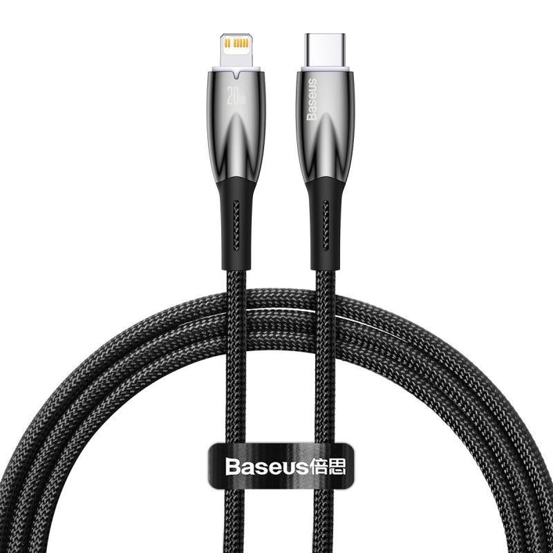 Cablu Date si Incarcare USB-C - Lightning Baseus Glimmer Series, 20W, 1m, Negru CADH000001