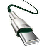 Cablu Date si Incarcare USB-C - USB-C Baseus Cafule Metal Series, 100W, 2m, Verde CATJK-D06