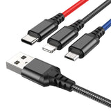 Cablu Date si Incarcare USB-A - Lightning / microUSB / USB-C HOCO X76, 18W, 1m