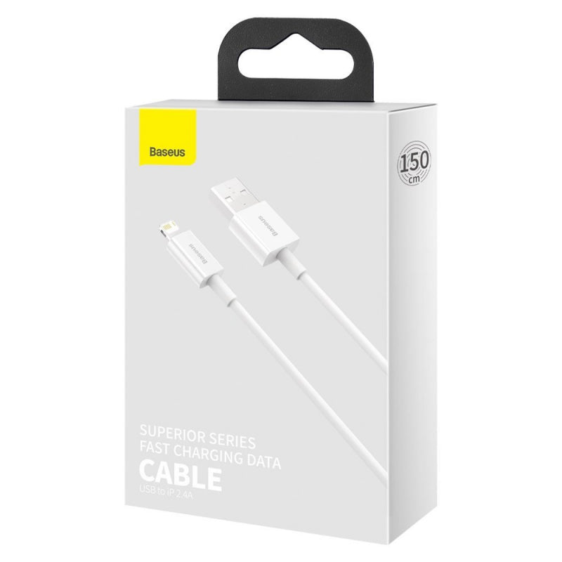 Cablu Date si Incarcare USB-A - Lightning Baseus Superior Series, 20W, 1.5m, Alb CALYS-B02