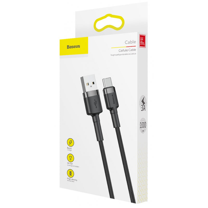 Cablu Date si Incarcare USB-A - USB-C Baseus Cafule, 18W, 1m, Gri CATKLF-BG1