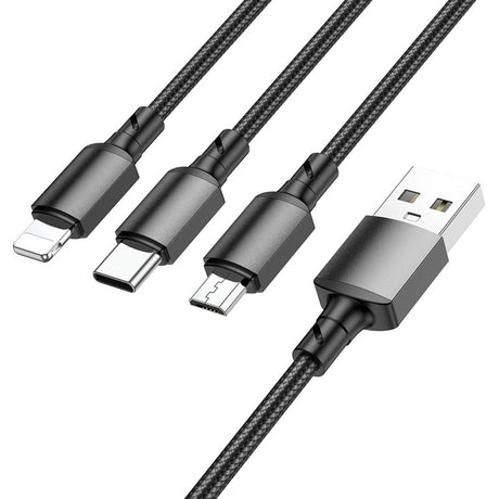 Cablu Incarcare USB-A - Lightning / microUSB / USB-C Borofone BX72, 18W, 1m