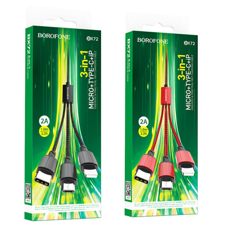 Töltőkábel USB-A - Lightning / microUSB / USB-C Borofone BX72, 18W, 1m