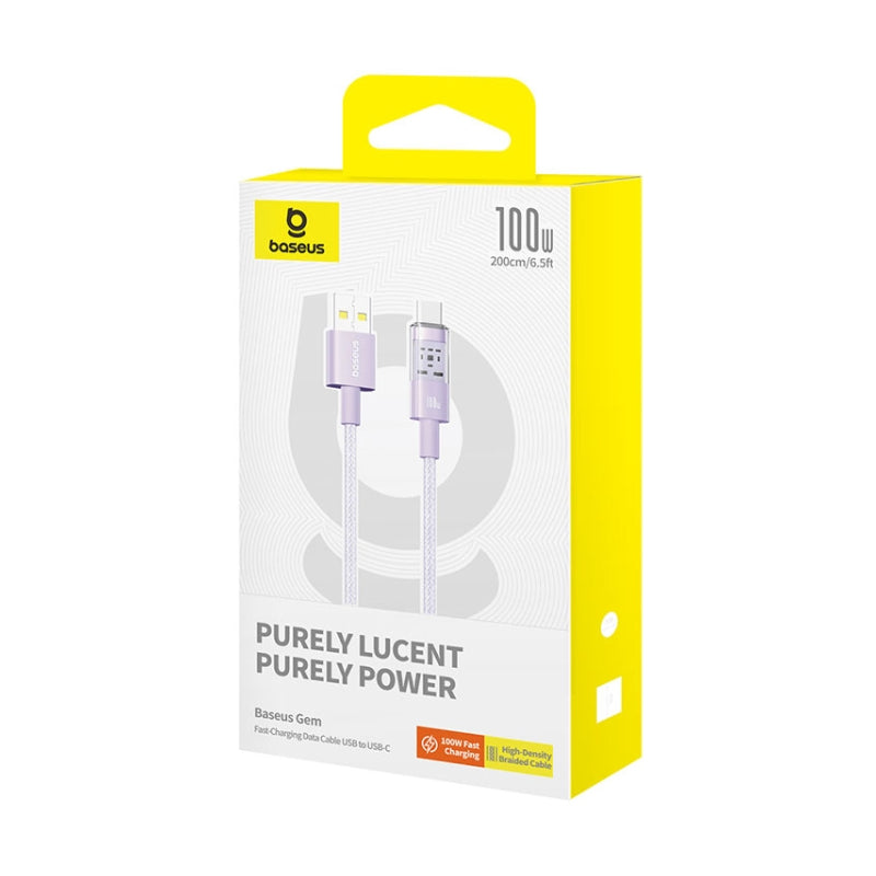 Cablu Date si Incarcare USB-A - USB-C Baseus Gem, 100W, 2m, Mov P10373002511-01