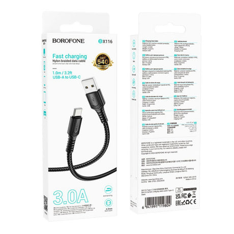 Borofone BX116 Certain USB-A - USB-C adat- és töltőkábel, 18W, 1m