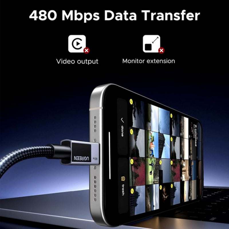 Cablu Date si Incarcare USB-C - USB-C UGREEN L524, 60W, 1m