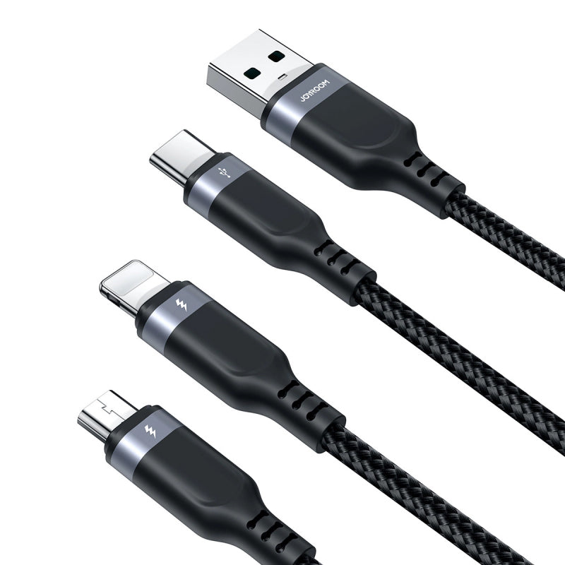 Cablu Incarcare USB-A - Lightning / microUSB / USB-C Joyroom S-A18, 18W, 0.3m