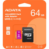 Card Memorie microSDXC Adata, 64Gb, Clasa 10 / UHS-1 U1, Cu Adaptor AUSDX64GUICL10-RA1