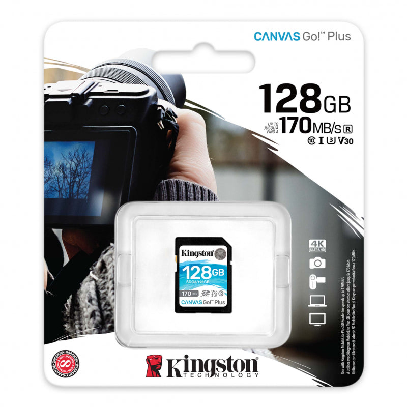 Card Memorie SDXC Kingston Canvas Go Plus, 128Gb, Clasa 10 / UHS-1 U3 SDG3/128GB