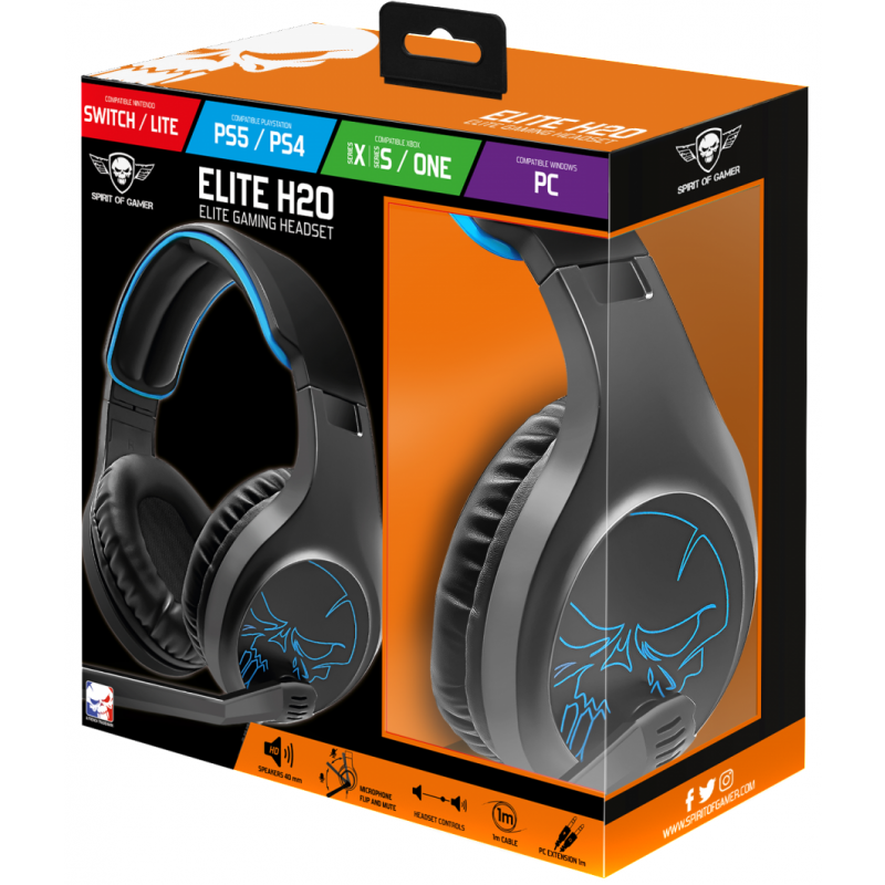 Casti 3.5mm Spirit of Gamer ELITE-H20, Negre MIC-EH20