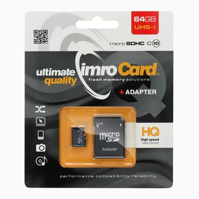 IMRO microSD memóriakártya 32GB / 64GB / 128GB 100MB/s 10-es osztály UHS 3 SD adapterrel