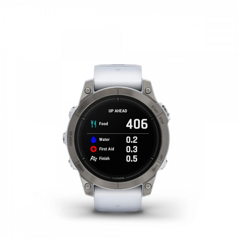 Garmin epix (Gen 2) okosóra, 47mm, ediția Sapphire Titan, curea albă