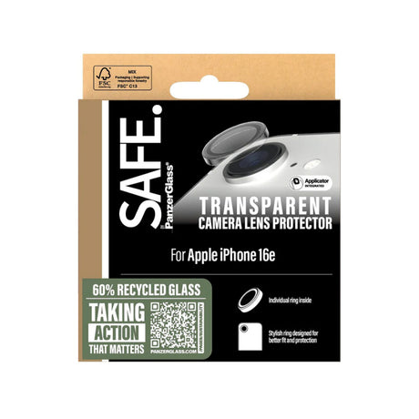 Folie de protectie Camera Spate PanzerGlass Safe. pentru Apple iPhone 16e, Sticla Securiz - Transparenta - NotebookGsm