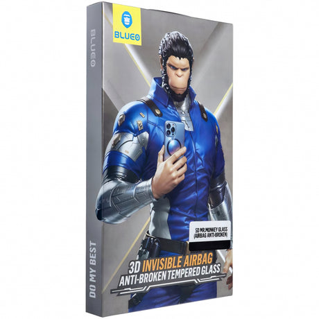 Folie de protectie Ecran Mr. Monkey Glass Anti-broken pentru Apple iPhone 16, Sticla Securizata, Full Glue, 5D - Neagra - NotebookGsm