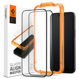 Folie de protectie Ecran Spigen Align Master pentru Apple iPhone 15 Pro, Sticla Securizata, Full Glue, Set 2 bucati, 2.5D